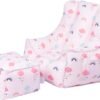 Kids Bean Bag Armchair Toddler Beanbag Chair with Footstool Printed Pouffes Indoor Pouf